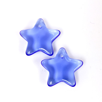 German Pressed Glass Pendant - Smooth Star 15MM SAPPHIRE