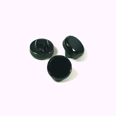 Glass Button - Cut & Polished Top Round 11MM JET