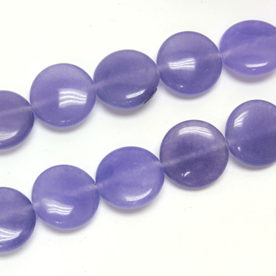 Gemstone Bead - Smooth Round Lentil 15MM Dyed QUARTZ Col. 16 PURPLE