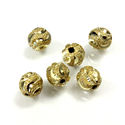 Brass Machine Made Bead - Engraved Round 06MM RAW BRASS