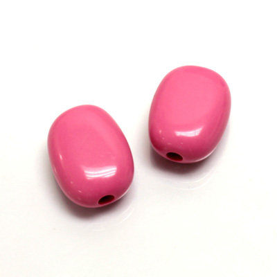 Plastic Bead - Opaque Color Smooth Flat Keg 19x14MM BRIGHT PINK