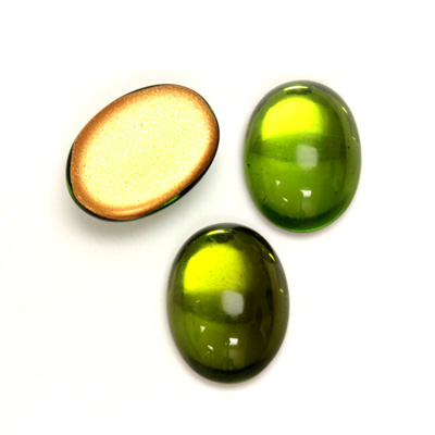 Glass Medium Dome Foiled Cabochon - Oval 18x13MM OLIVINE