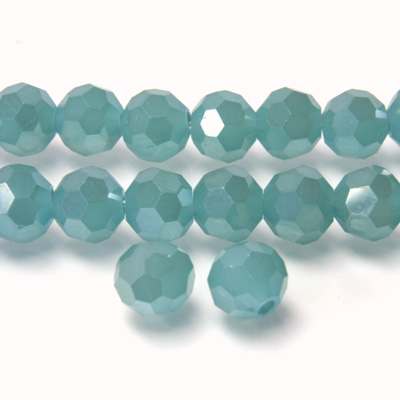 Chinese Cut Crystal Bead 32 Facet - Round 06MM AQUA JADE with SILVER CHAMPAGNE COAT