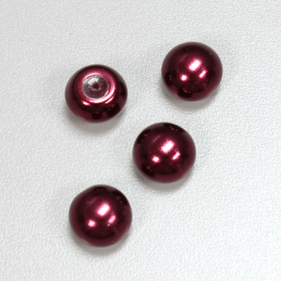 Glass High Dome Cabochon Pearl Dipped - Round 12MM GARNET