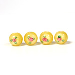 Czech Glass Lampwork Bead - Smooth Round 08MM Flower PINK ON YELLOW (00053)