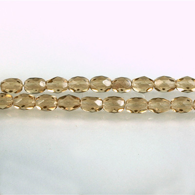 Czech Glass Fire Polish Bead - Oval 06x4MM SMOKE TOPAZ