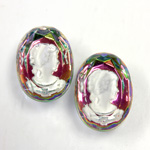 Glass Crystal Painting with Carved Intaglio Woman's Head - Oval 25x18MM WHITE ON VITRAIL MEDIUM