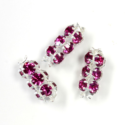 Preciosa Rhinestone Rondelle Crystal Tubes 16x7MM FUCHSIA/SILVER