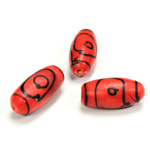 Indian Glass Lampwork Bead - Smooth Oval 26x13MM MATTE RED