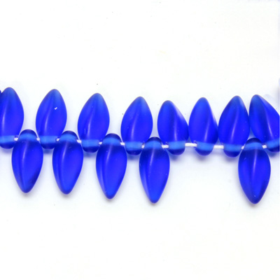 Czech Pressed Glass Pendant - Pear 12x6MM MATTE COBALT