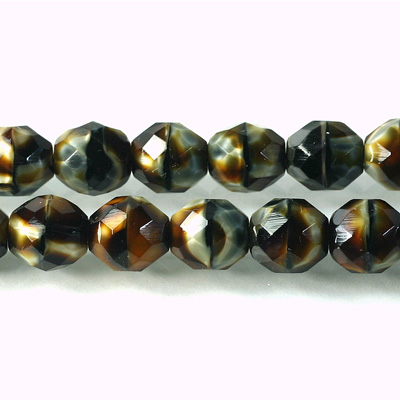 Czech Glass Fire Polish Bead - Round 10MM TIGEREYE