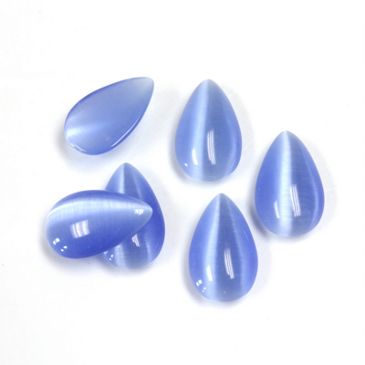 Fiber-Optic Cabochon - Pear 13x8MM CAT'S EYE LT BLUE