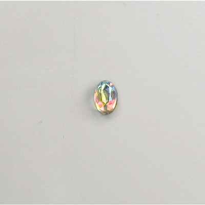 Glass Flat Back Rose Cut Faceted Foiled Stone - Oval 06x4MM CRYSTAL AB