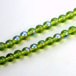 Czech Pressed Glass Bead - Smooth Round 06MM OLIVINE AB