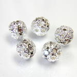 Filigree Rhinestone Ball with Center Line Crystals - 08MM CRYSTAL-SILVER