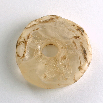 Plastic Bead - Linen Quartz Color Smooth Abstract Donut 35MM MATTE BEIGE