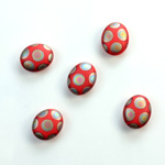 Glass Low Dome Buff Top Cabochon - Peacock Oval 10x8MM MATTE RED