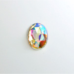 Glass Flat Back Foiled Rauten Rose - Oval 18x13MM CRYSTAL AB