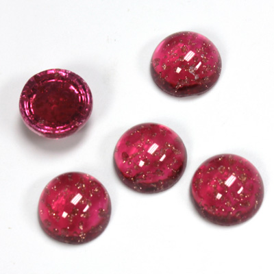 Glass Medium Dome Lampwork Cabochon - Round 11MM GOLD FLECK RUBY (05052)