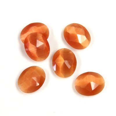 Fiber-Optic Flat Back Cabochon - Rauten Rose Oval 10x8MM CAT'S EYE COPPER