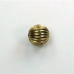 Metalized Plastic Bead - Ribbed Round Melon 10MM ANT GOLD