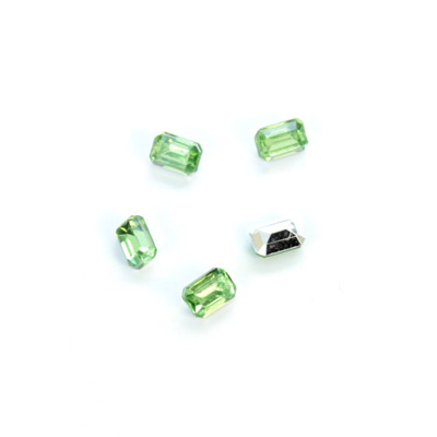 Plastic Point Back Foiled Stone - Cushion Octagon 06x4MM PERIDOT