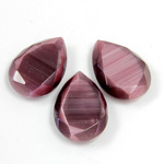Fiber-Optic Flat Back Stone with Faceted Top and Table - Pear 18x13MM CAT'S EYE PURPLE