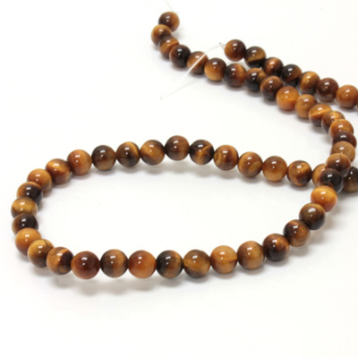 Gemstone Bead - Smooth Round 1.5MM Diameter Hole 06MM BROWN TIGEREYE