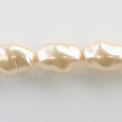 Czech Glass Pearl Bead - Baroque Twisted 19x14MM WHITE 70401