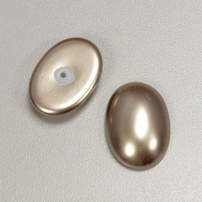 Glass Medium Dome Pearl Dipped Cabochon - Oval 25x18MM LIGHT BROWN