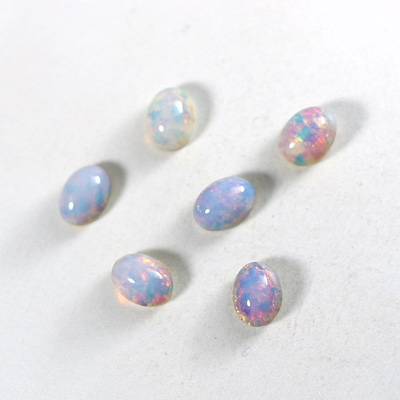 Glass Medium Dome Lampwork Cabochon - Oval 08x6MM FIRE OPAL (01003)