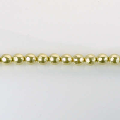 Czech Glass Pearl Bead - Round Faceted Golf 4MM LT OLIVE 70457