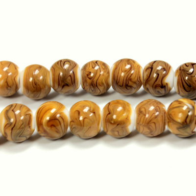 Glass Lampwork Bead - Smooth Round 10MM BROWN MATRIX