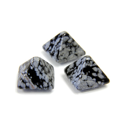 Gemstone Cabochon - Square Pyramid Top 10x10MM SNOWFLAKE OBSIDIAN