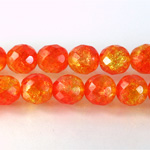 Czech Glass Fire Polish Bead - Round 10MM CRASHED ORANGE-YELLOW