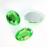 Plastic Flat Back Foiled Rose Cut Rhinestone - Oval 18x13MM PERIDOT