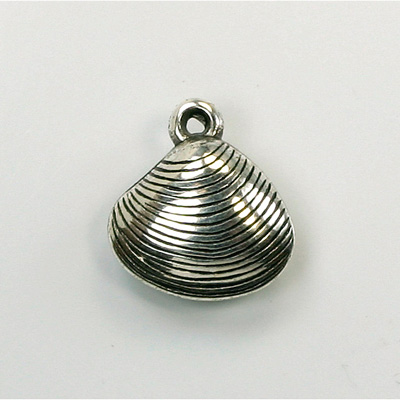 Metalized Plastic Pendant- Shell 19x17MM ANT SILVER