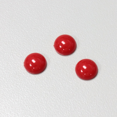 Plastic Flat Back Opaque Cabochon - Round 09MM RED