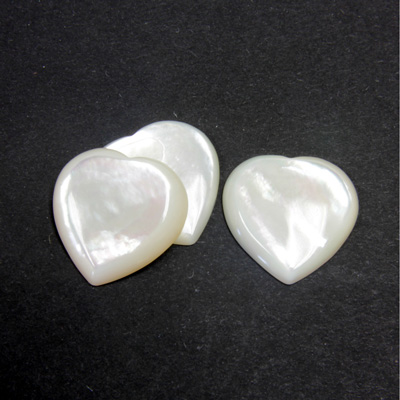 Shell Flat Back Cabochon - Heart 18MM WHITE MOP