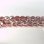 Czech Glass Fire Polish Bead - Round 06MM 1/2 Coated CRYSTAL/ROSE