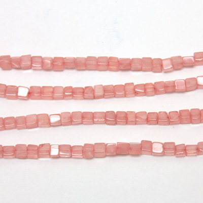 Gemstone Bead - Cube Smooth 04x4MM ROSE QUARTZ