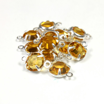 Preciosa Crystal Channel Connector - Prong-Set Setting with 2 Loops 29SS TOPAZ-SILVER