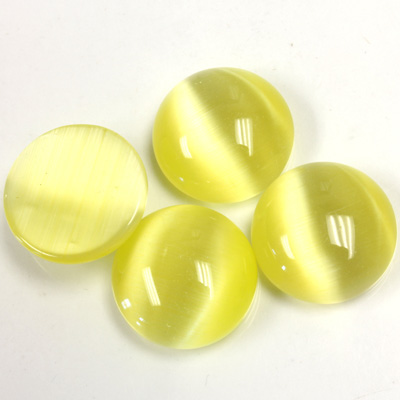 Fiber-Optic Cabochon - Round 15MM CAT'S EYE YELLOW