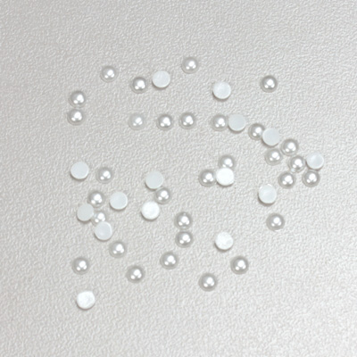 Plastic Medium Dome Pearl Cabochon - Round 03MM WHITE