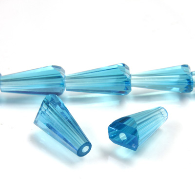 Chinese Cut Crystal Bead - Fancy Cone 12x6MM AQUA
