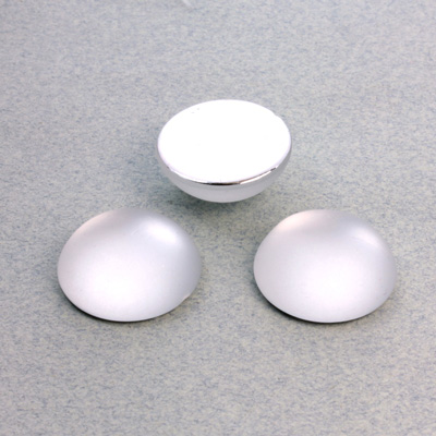 Plastic Flat Back Foiled Cabochon - Round 18MM MATTE CRYSTAL