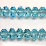 Czech Glass Fire Polished Bead - Rondelle Disc 8x6MM AQUA