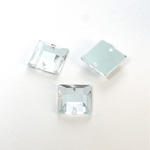 Plastic Flat Back 2-Hole Foiled Sew-On Stone - Square 12MM CRYSTAL