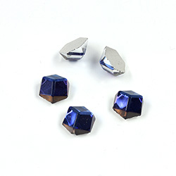 Glass Flat Back 3/4 Cube Hexagon 08MM BERMUDA BLUE Foiled