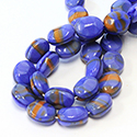 Czech Pressed Glass Engraved Bead - Beetle 14x11MM BLUE BROWN